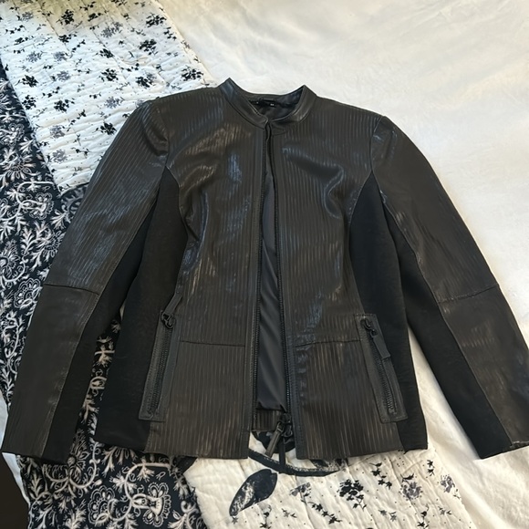 Worth Brown Lined Leather Zip Up Jacket size 0 - Picture 1 of 5